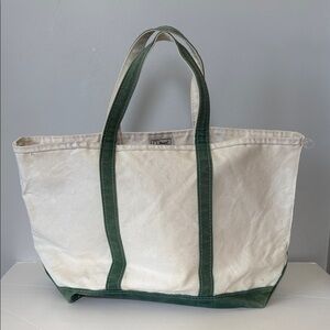Vintage L.L. Bean Boat and Tote XL Green Canvas Tote Bag Classic Preppy